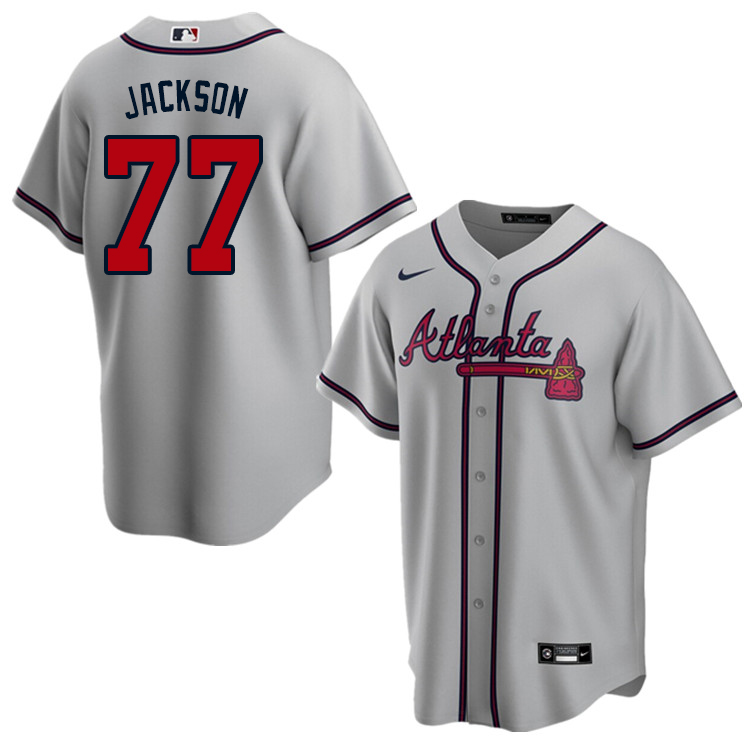 Nike Men #77 Luke Jackson Atlanta Braves Baseball Jerseys Sale-Gray